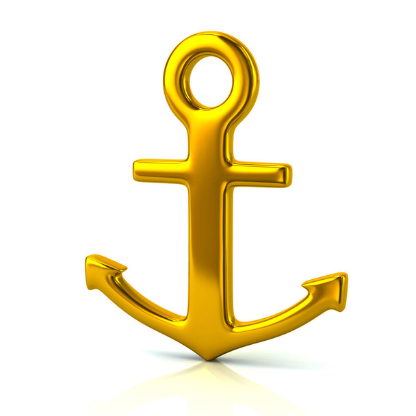 Golden anchor icon isolated on white background - Foto, Imagem