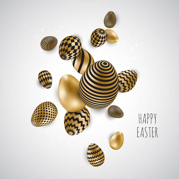 Feliz Pascua. Conjunto de huevos de Pascua con textura sobre fondo blanco, vector Ilustración
. - Vector, imagen