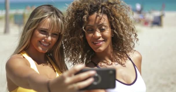 Excited sportswomen taking selfie in sunshine - Footage, Video