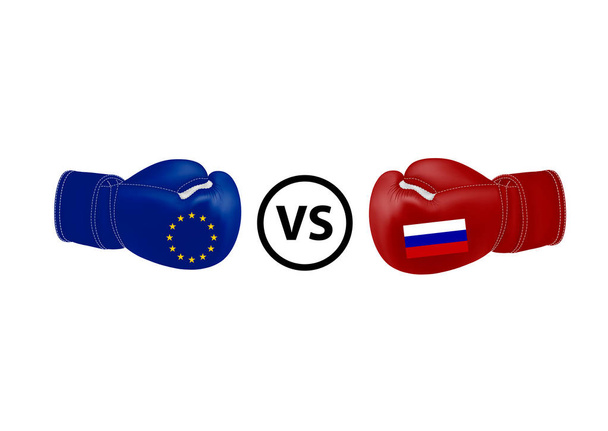Russland gegen die Europäische Union. Vektor isoliert auf weißem Hintergrund. - Vektor, Bild