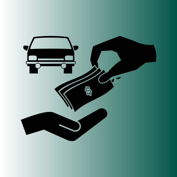 money and car vector icon - Vector, Image
