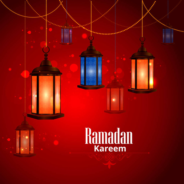 Islamischer Festhintergrund mit Text Ramadan Kareem - Vektor, Bild