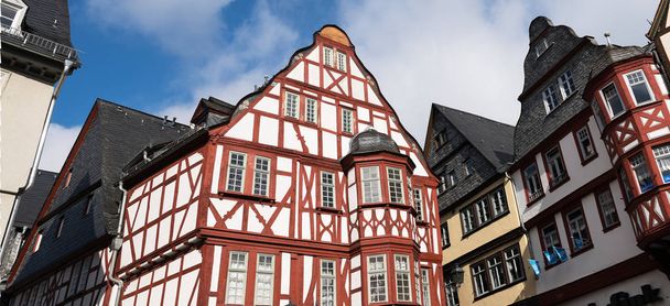 Historic  half-timbered houses in the old centre of  Limburg an der Lahn, Germany - 写真・画像