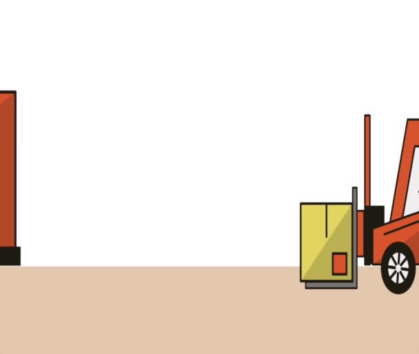 wózek widłowy i ciężarówka animacji usługi dostawy - Materiał filmowy, wideo