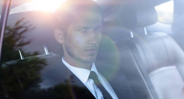 background image of the businessman in the car - Фото, изображение