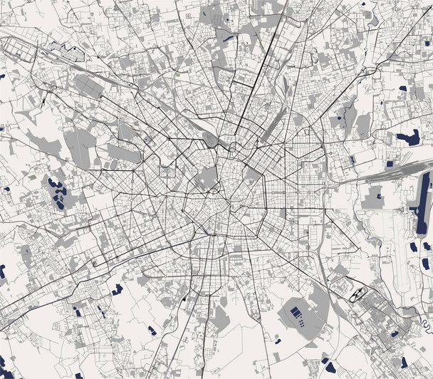 Milánó, Lombardia, Olaszország fővárosa térképén - Vektor, kép