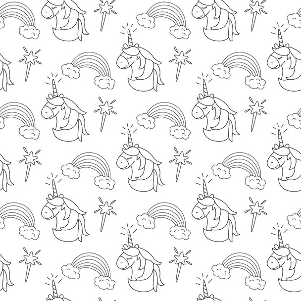 Cute seamless pattern with unicorns.  - Вектор, зображення