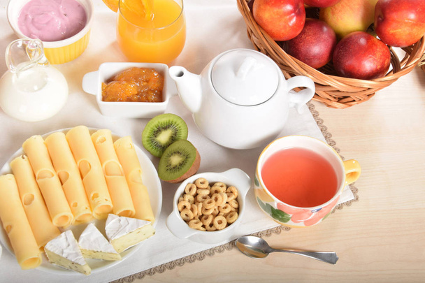 owocowe herbaty biały ser i Marmolada z pomarańczy dla diety br - Zdjęcie, obraz