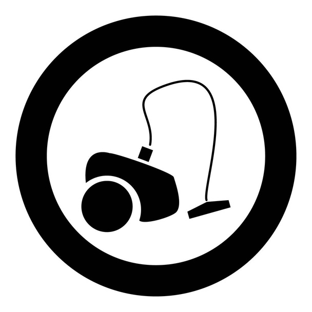 Черный цвет иконки пылесоса по кругу
 - Вектор,изображение
