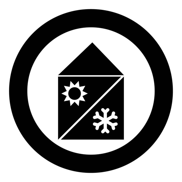 Home cooling and heating system  icon black color in circle - Vector, Image