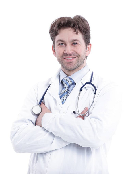 Portrait of young doctor with stethoscope - 写真・画像