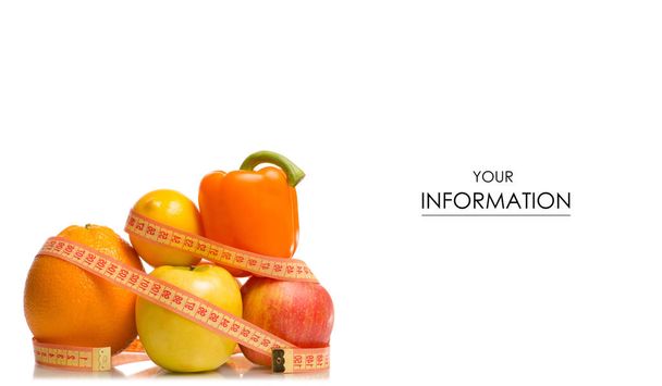 Φρούτα και λαχανικά μήλο γκρέιπ φρουτ, λεμόνι εκατοστό απώλεια βάρους σχέδιο - Φωτογραφία, εικόνα