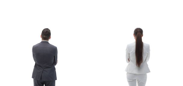 Back view group of business people. Rear view. Isolated over white background. - Foto, Imagem