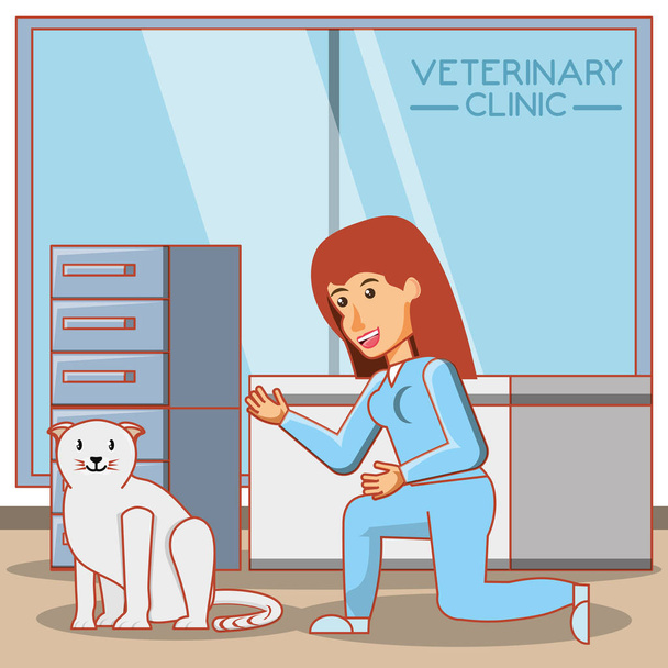 κτηνιατρικό γραφείο προσοχή - Διάνυσμα, εικόνα