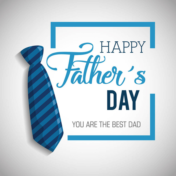 happy fathers day card with calligraphy and accessory - Vector, Image