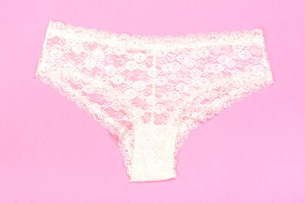 Beautiful female lace panties on white background - Photo, Image