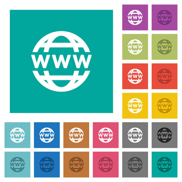 WWW globo cuadrado plano iconos multicolores
 - Vector, imagen