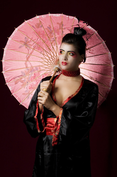 Sexy geisha wearing a traditional kimono - Fotoğraf, Görsel