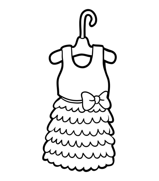 Coloring book, Dress - Vector, Image