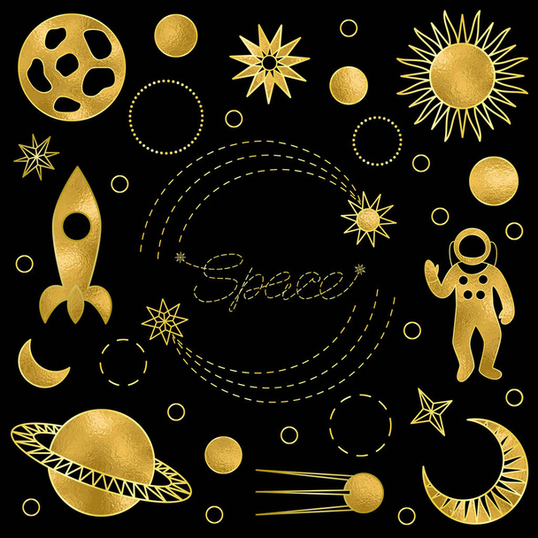 Space Luxury Gold Postcard - Vettoriali, immagini
