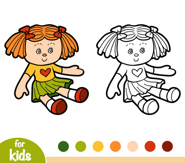 Coloring book for children, Doll - Vector, Image