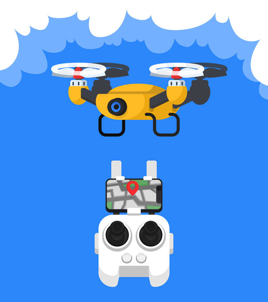 Vector Illustration with drone. Flat style. - Wektor, obraz