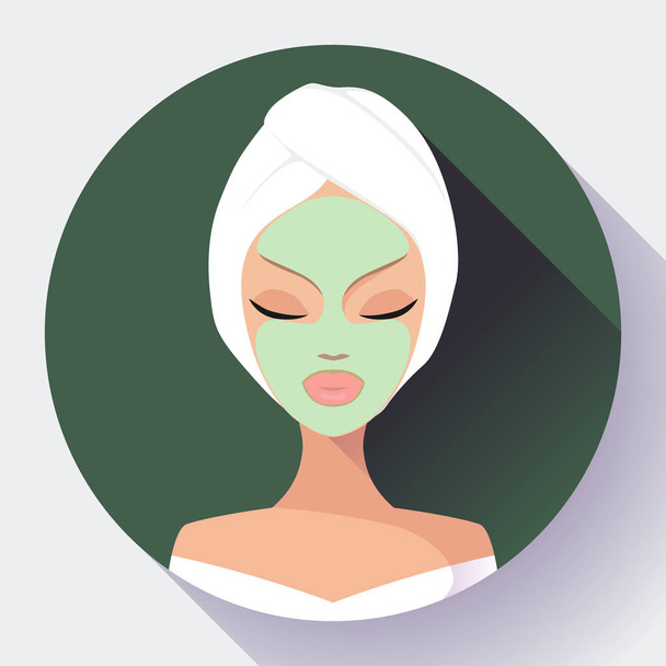 Spa Donna che applica Maschera detergente viso. Trattamenti di bellezza - Vettoriali, immagini