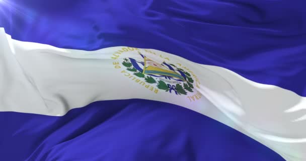 salvadorianische Flagge im Wind mit blauem Himmel, Schleife - Filmmaterial, Video