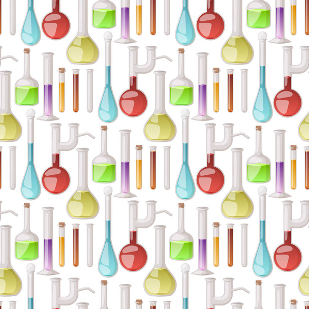 Kemialliset pullo laboratorio vektori lab lasitavarat putki nestemäinen biotekniikka analyysi putket lääketieteelliset tieteelliset laitteet saumaton kuvio tausta
. - Vektori, kuva
