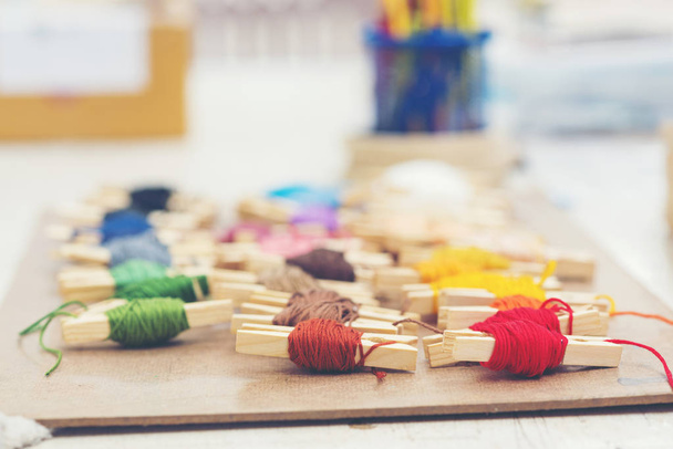 Colorful embroidery thread, use for artwork or background - 写真・画像