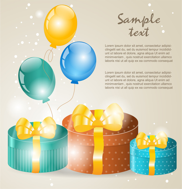 Gift boxes with gold ribbons - Vector, Imagen