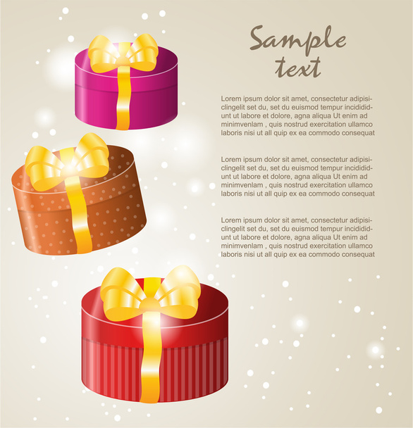 Gift boxes with gold ribbons - Διάνυσμα, εικόνα