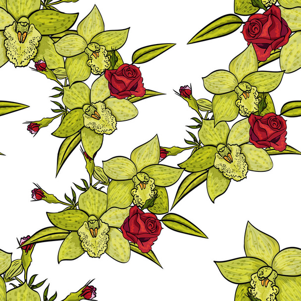 vector seamless flower pattern - Вектор,изображение