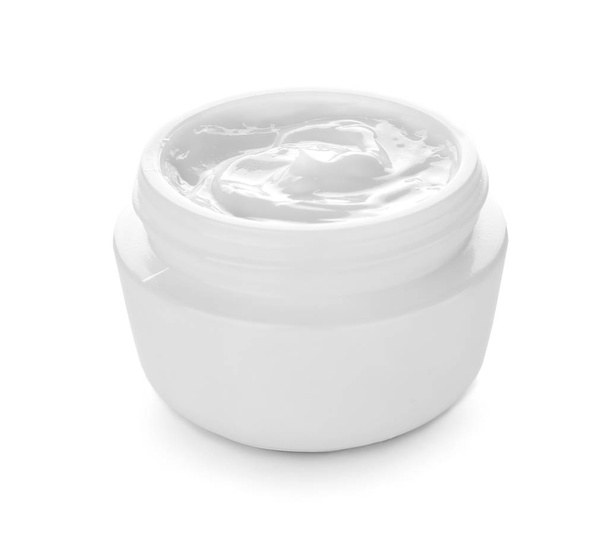 Jar of moisturizing cream on white background - Fotoğraf, Görsel