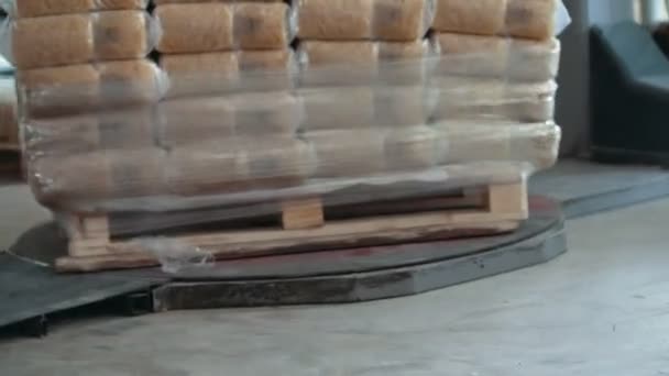 Zawijanie proces suchy makaron w fabryce makaronu - Materiał filmowy, wideo
