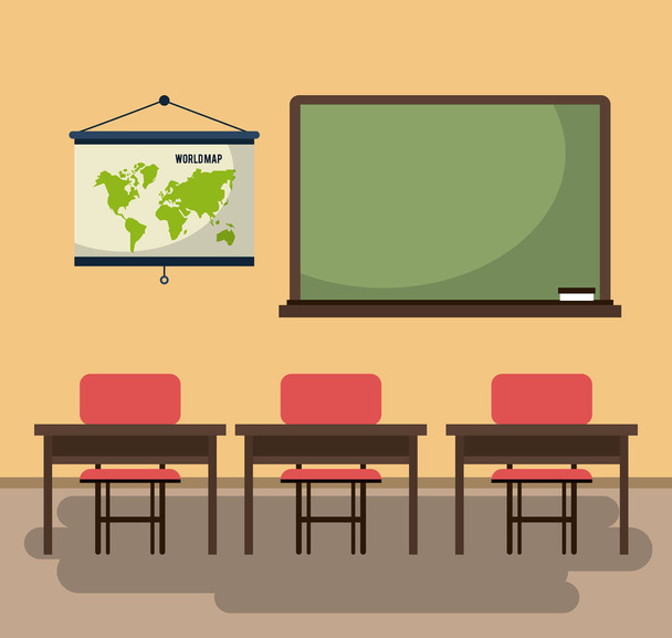 Empty classroom cartoon - Vector, Image