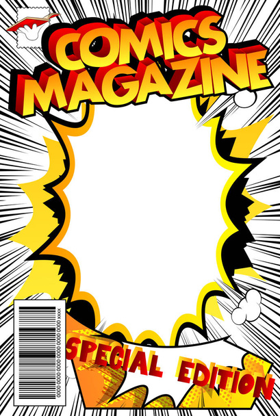 editierbares Comicbuch-Cover mit abstraktem Explosionshintergrund. - Vektor, Bild