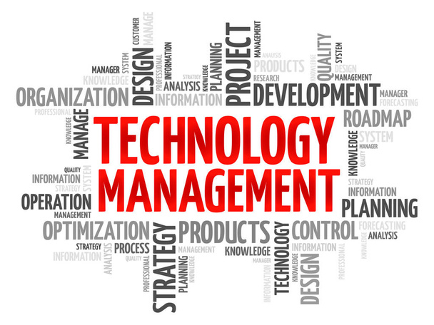 Technologie Management Word Cloud - Vektor, Bild