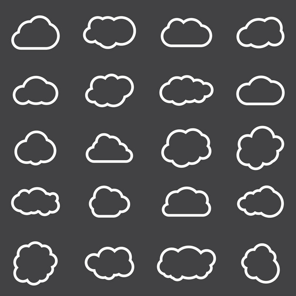 Nubes línea de iconos de arte conjunto
 - Vector, imagen