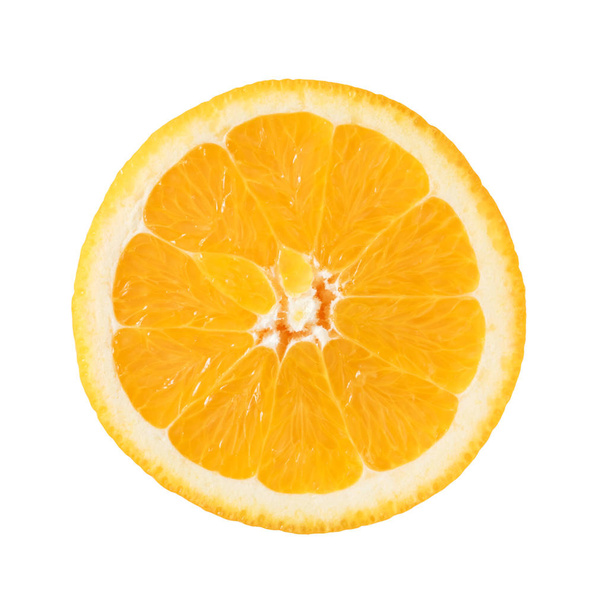 Slice of fresh orange isolated on white background - 写真・画像