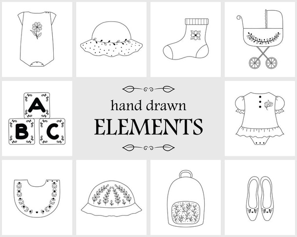 Elementos e iconos del logotipo dibujado a mano
 - Vector, Imagen