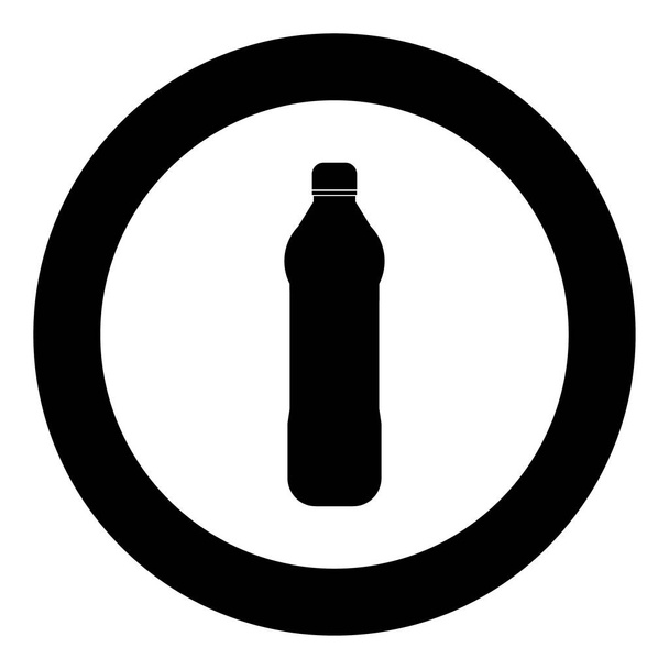 円でペットボトル アイコン黒い色を水またはラウンド - ベクター画像