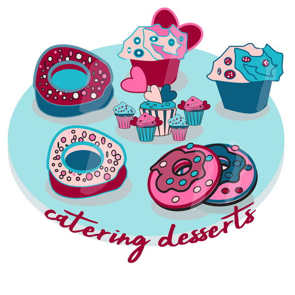 Mini cupcakes de postre para las vacaciones
 - Vector, imagen