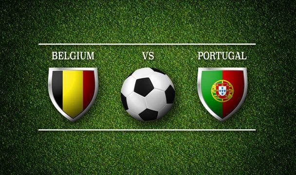 Spielplan, Belgien gegen Portugal, Länderfahnen und Fußball - 3D-Darstellung - Foto, Bild