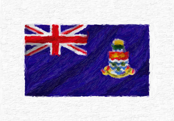 Ilhas Cayman pintado à mão acenando bandeira nacional, pintura a óleo isolada em tela branca, ilustração 3D
. - Foto, Imagem