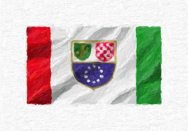 Federacja Bośni i Hercegowiny ręcznie malowane, machać Flaga narodowa, Farba olejna na białym tle na białym płótnie, ilustracja 3d. - Zdjęcie, obraz