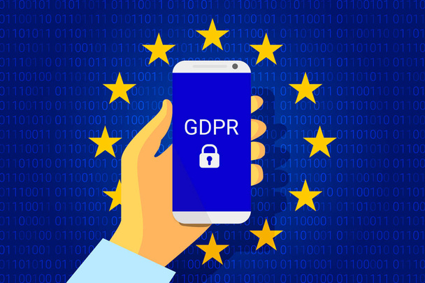 GDPR - General Data Protection Regulation. Security technology background. Vector - Vektör, Görsel