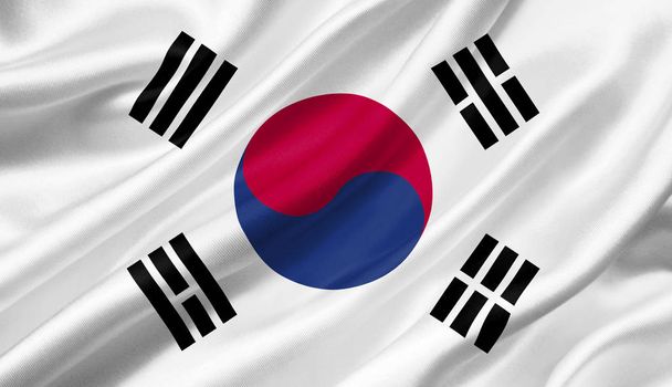 Corea del Sud bandiera sventola con il vento, illustrazione 3D
. - Foto, immagini