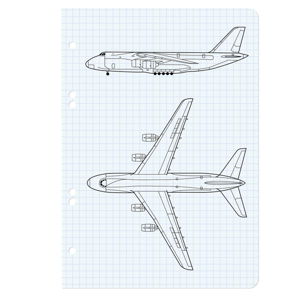 Livro de exercícios com um desenho para um modelo de avião illust
 - Foto, Imagem