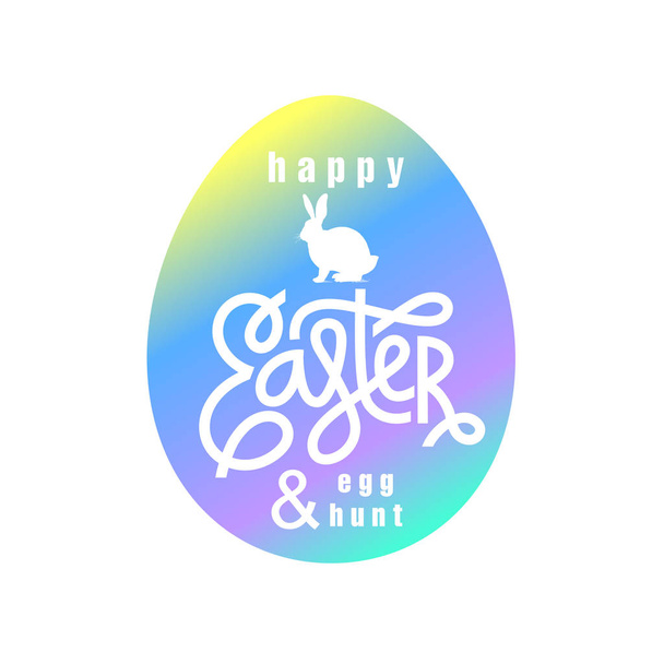 Label with wishes "Happy Easter and Egg Hunt" - Vector, Image